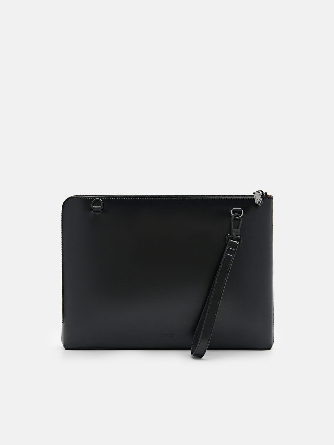 Túi đeo chéo phom chữ nhật Icon Leather Portfolio, Đen, hi-res