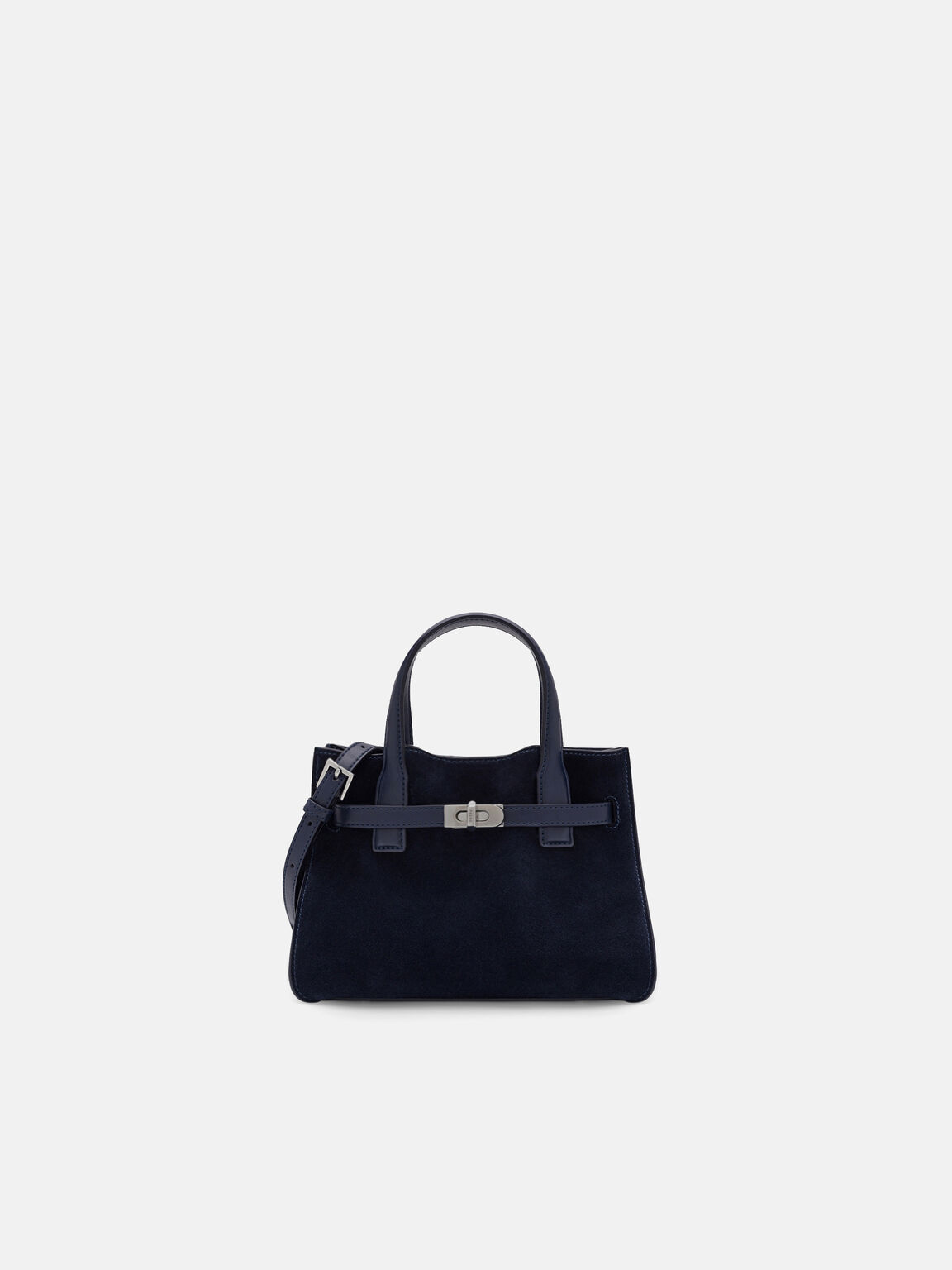 Danielle Small Leather Handbag, Dark Navy Suede, hi-res