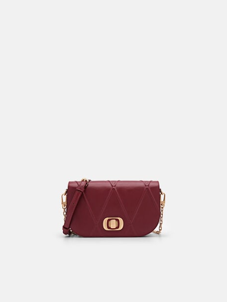 Túi đeo vai phom chữ nhật Effie, Đỏ Rượu Vang