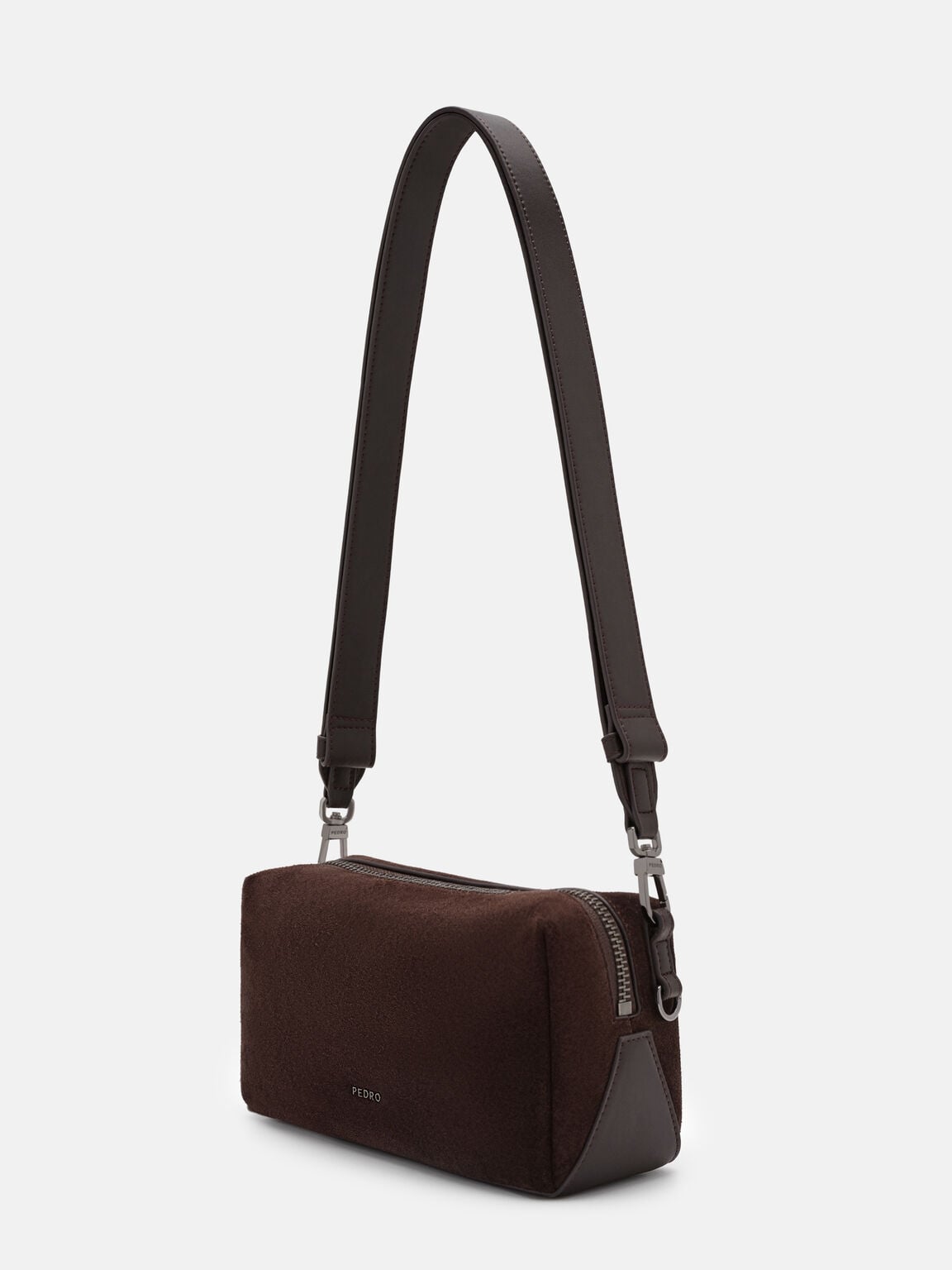 Maven Mini Suede Crossbody Bag, Espresso Brown Suede, hi-res