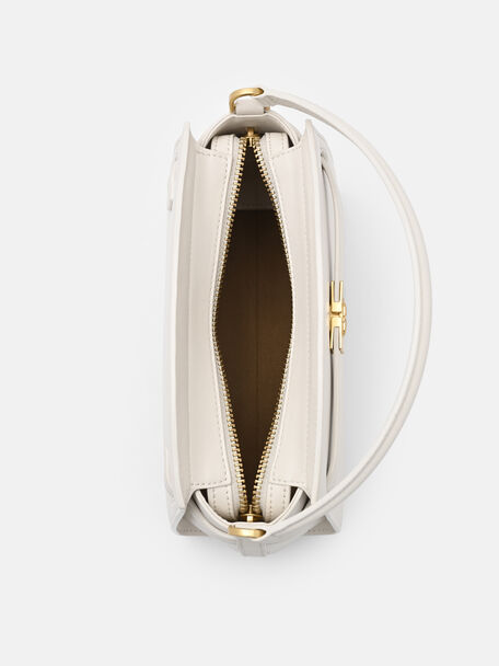 Belted Leather Handbag, Chalk, hi-res