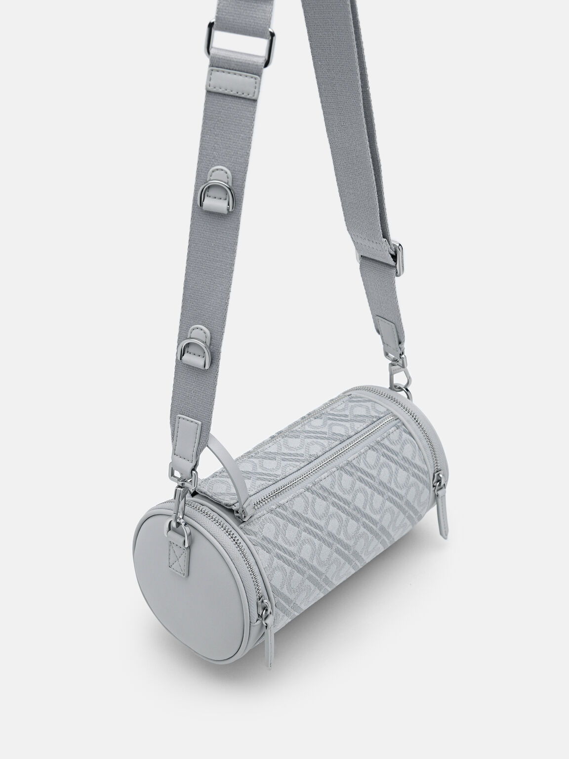 Túi đeo chéo hình trụ Icon Fabric, Xám Nhạt, hi-res