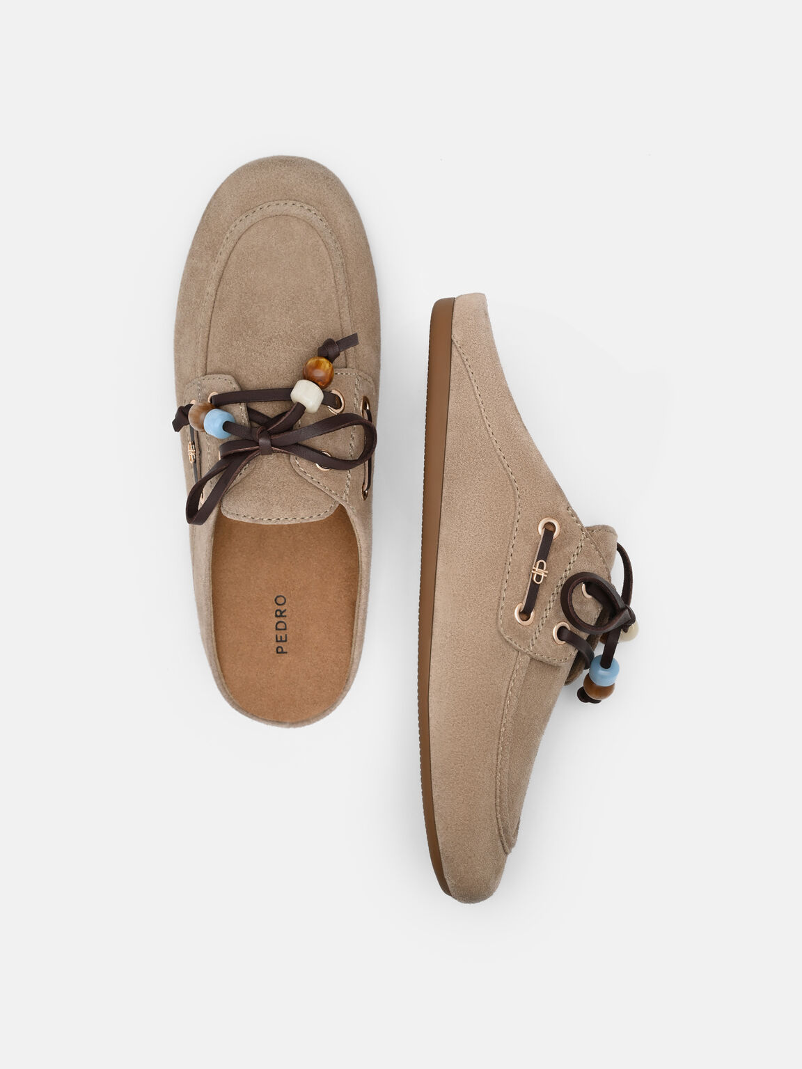 Gi&agrave;y mules mũi tr&ograve;n Dee, Sand Suede, hi-res