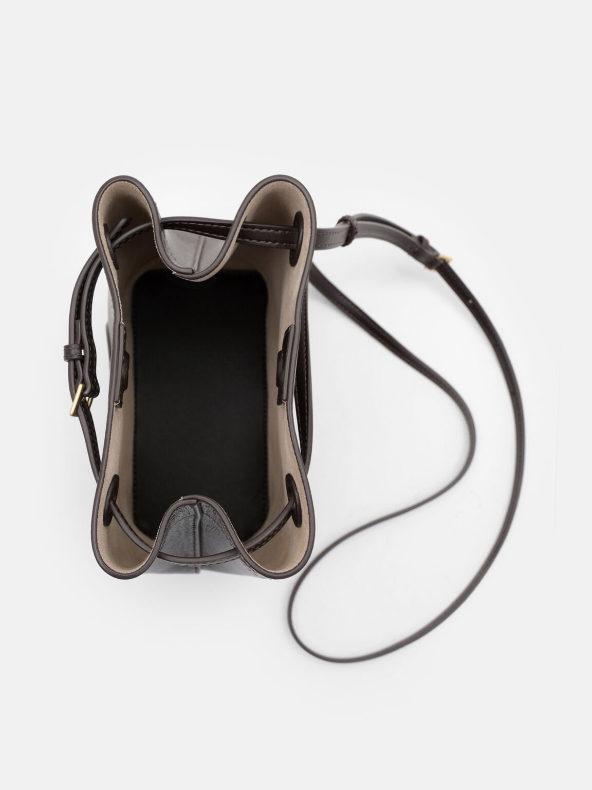 Loli Leather Bucket Bag, Dark Brown, hi-res