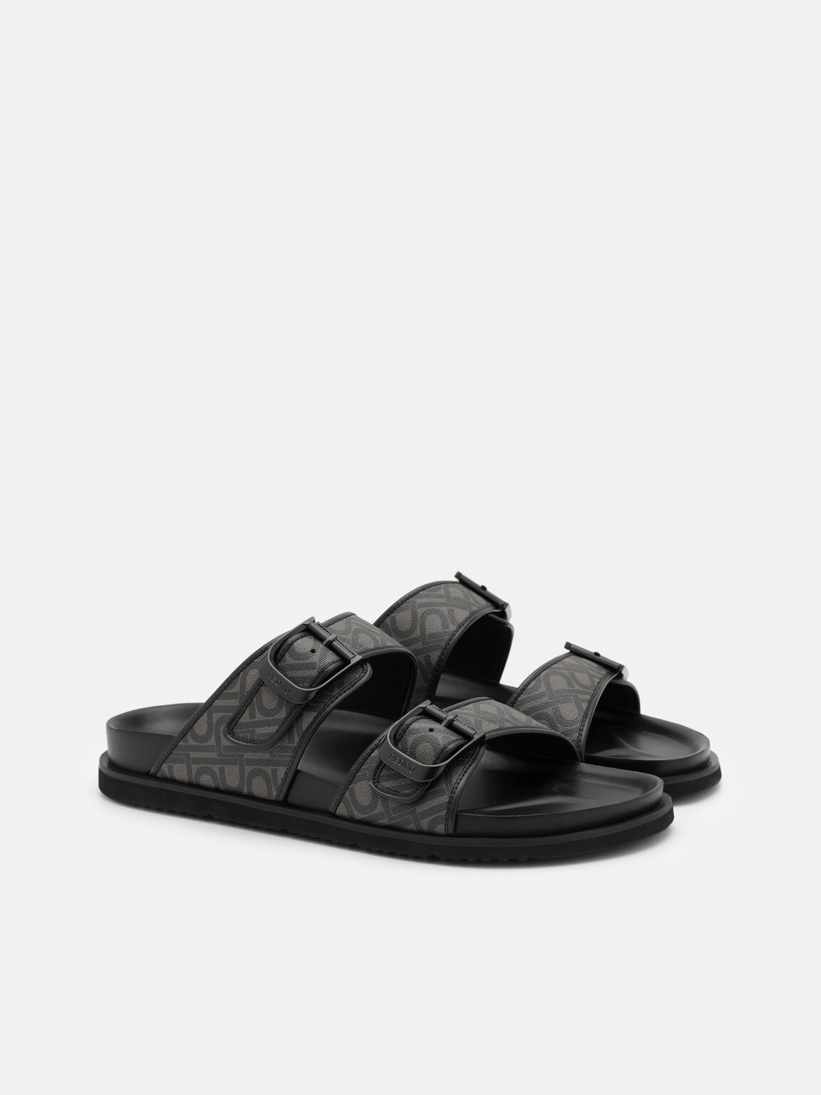 Men's Helix Slide Sandals, Black Embossed, hi-res