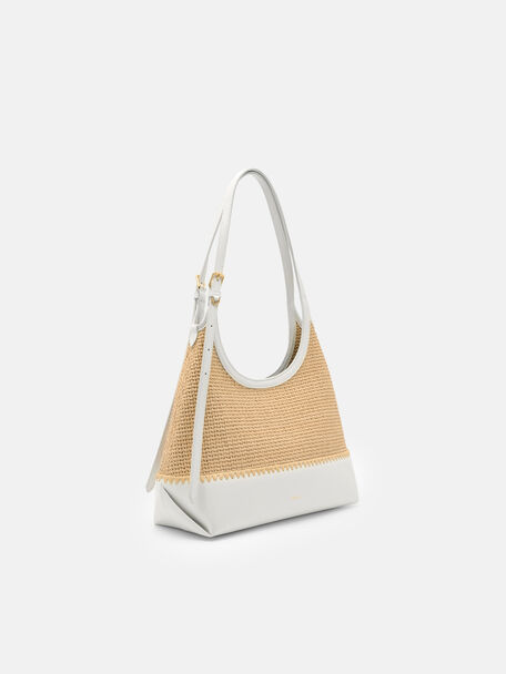 T&uacute;i đeo vai h&igrave;nh b&aacute;n nguyệt Saskia, Natural Raffia, hi-res