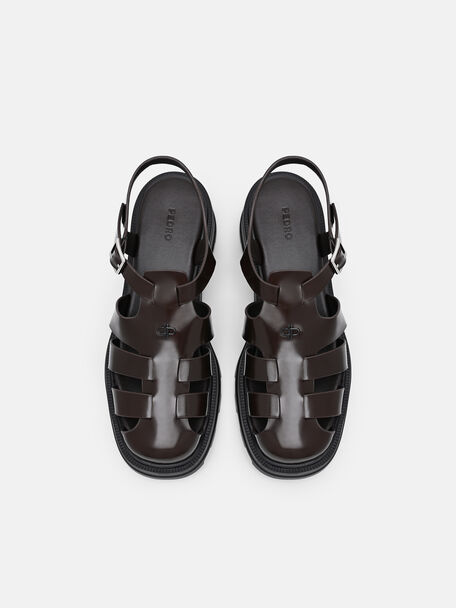 Gi&agrave;y sandals mũi tr&ograve;n Verlin, Dark Brown Box, hi-res