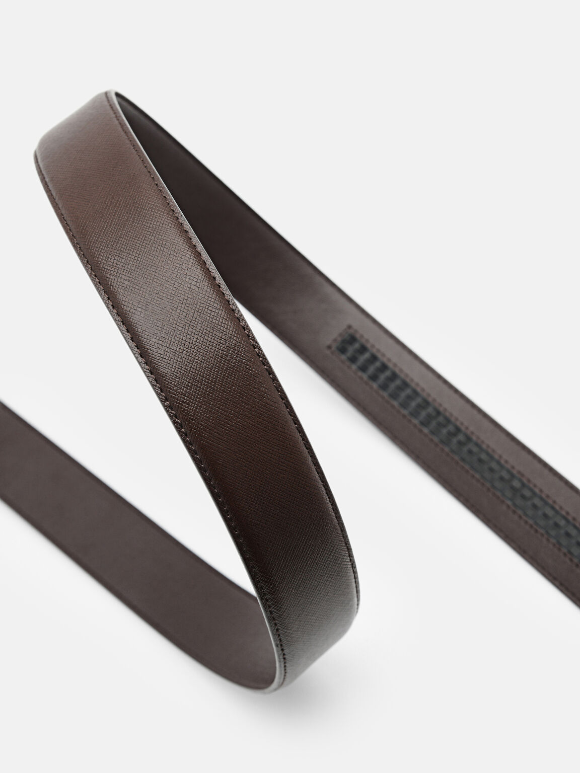 PEDRO Icon Saffiano Leather Automatic Belt, Dark Brown, hi-res