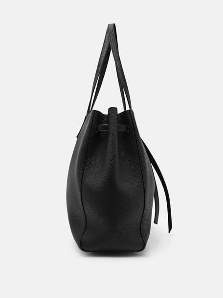 T&uacute;i tote phom chữ nhật Demi Oversized, Đen, hi-res