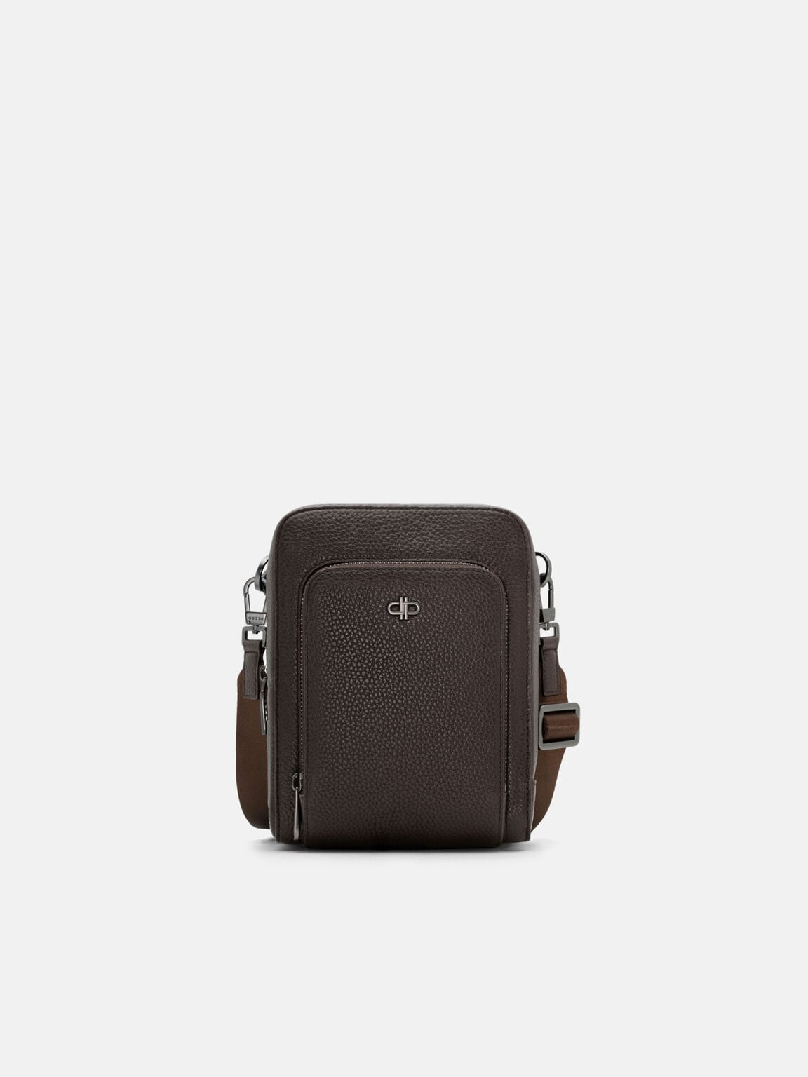 Fingerprint Lock Crossbody Bag, Espresso Brown Tumble, hi-res