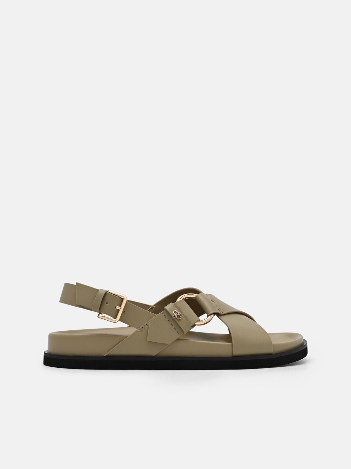 Goya Leather Backstrap Sandals, Olive, hi-res