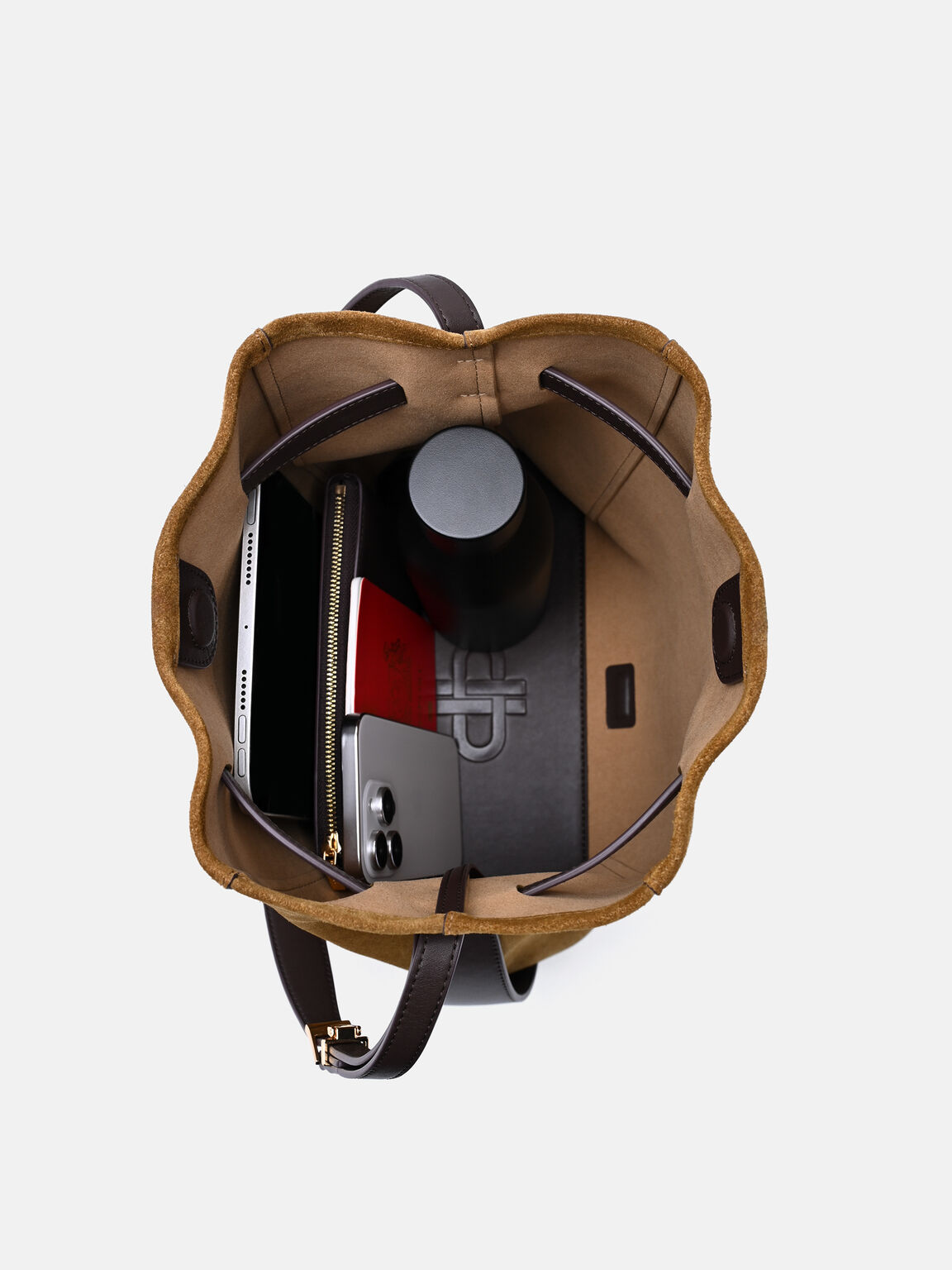 Jatte Belt Leather Bucket Bag, Dark Camel, hi-res