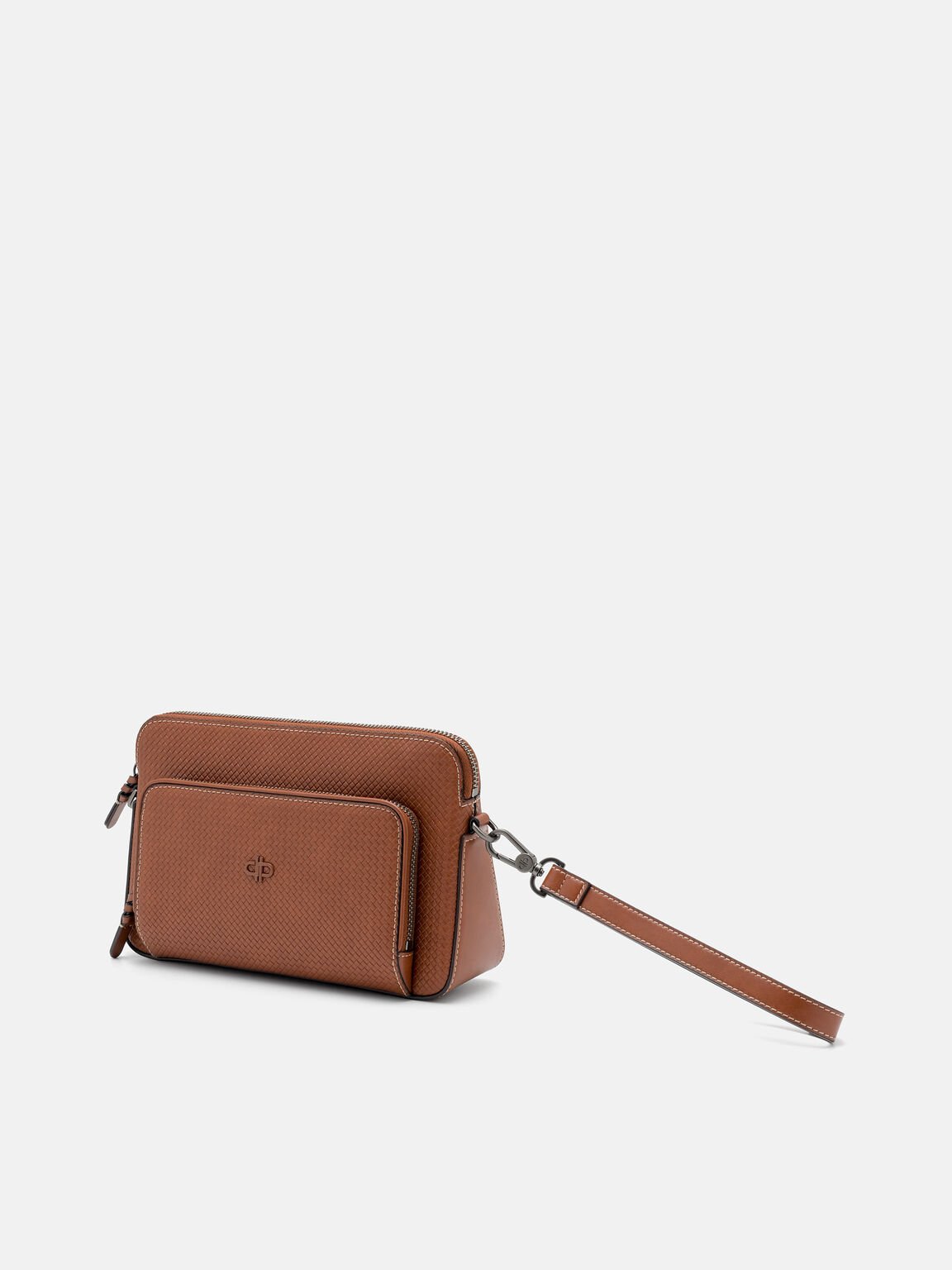 Pochette Crossbody Bag, Cognac Embossed, hi-res
