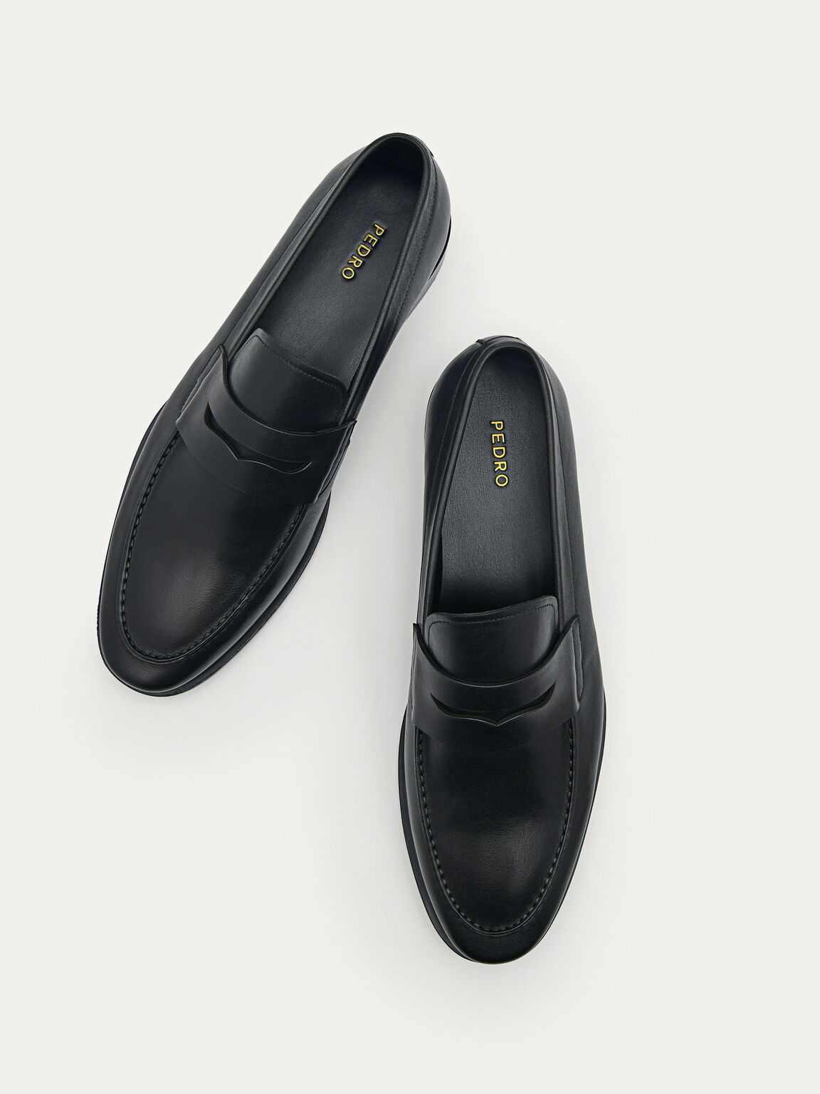 Bailey Calf Leather Loafers, Black, hi-res