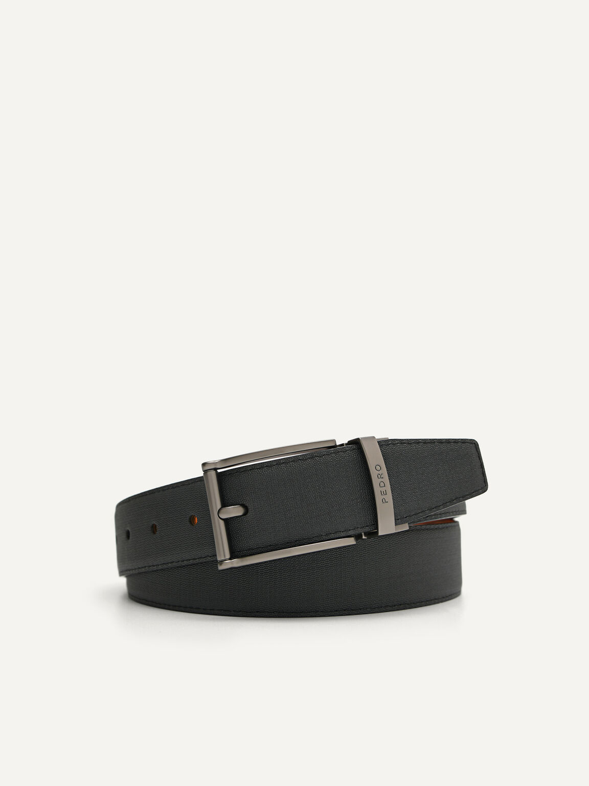 Leather Reversible Pin Belt, Black, hi-res