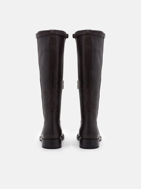 Jatte Leather Knee Boots, Dark Brown, hi-res