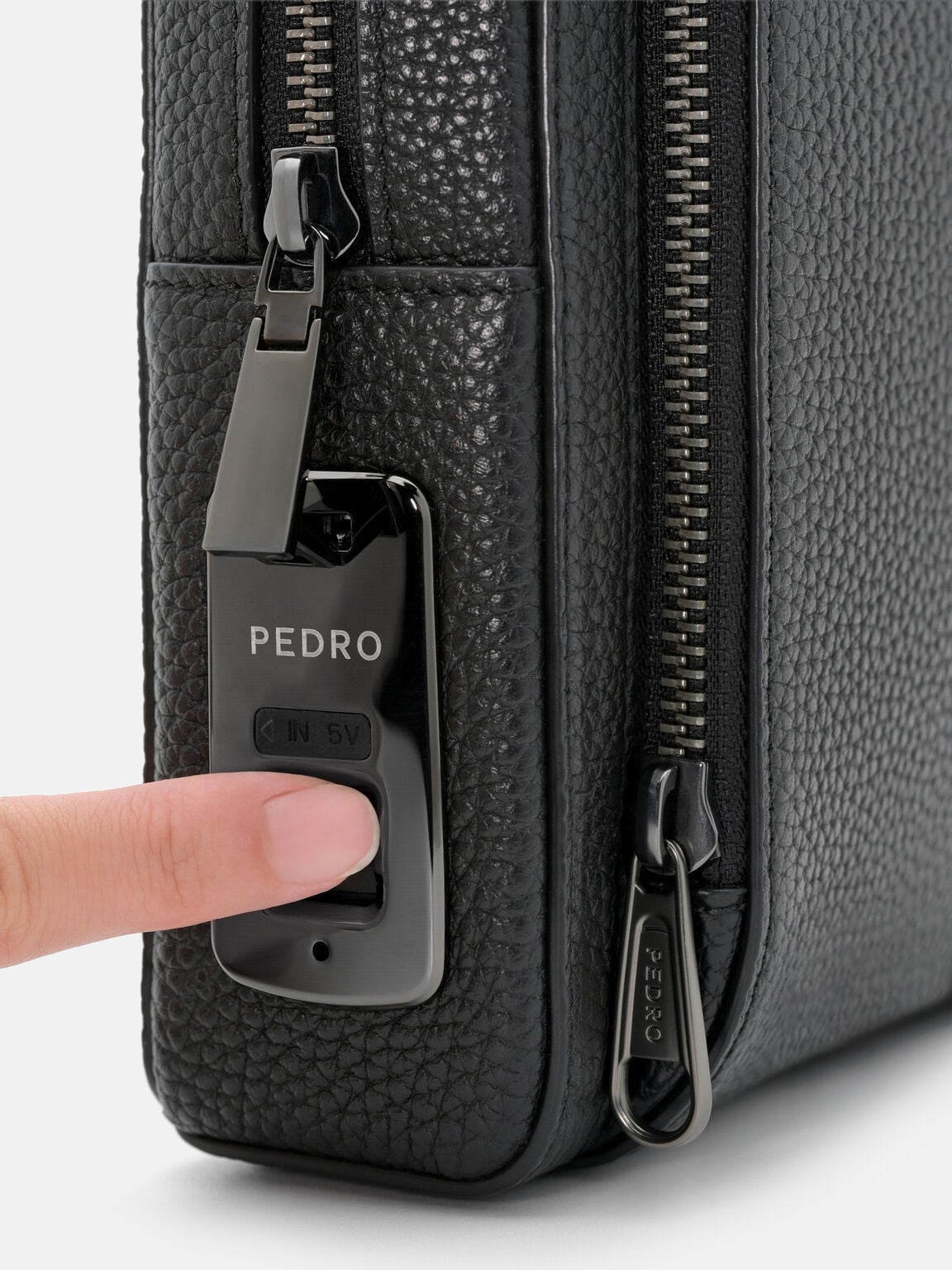 Fingerprint Lock Crossbody Bag, Black Tumble, hi-res