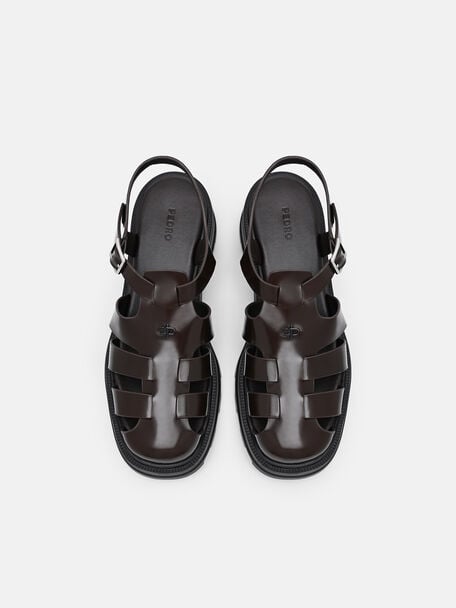 Gi&agrave;y sandals mũi tr&ograve;n Verlin, Dark Brown Box, hi-res