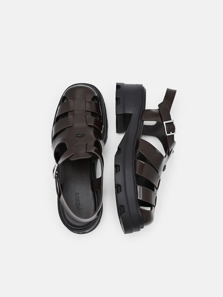 Gi&agrave;y sandals mũi tr&ograve;n Verlin, Dark Brown Box, hi-res