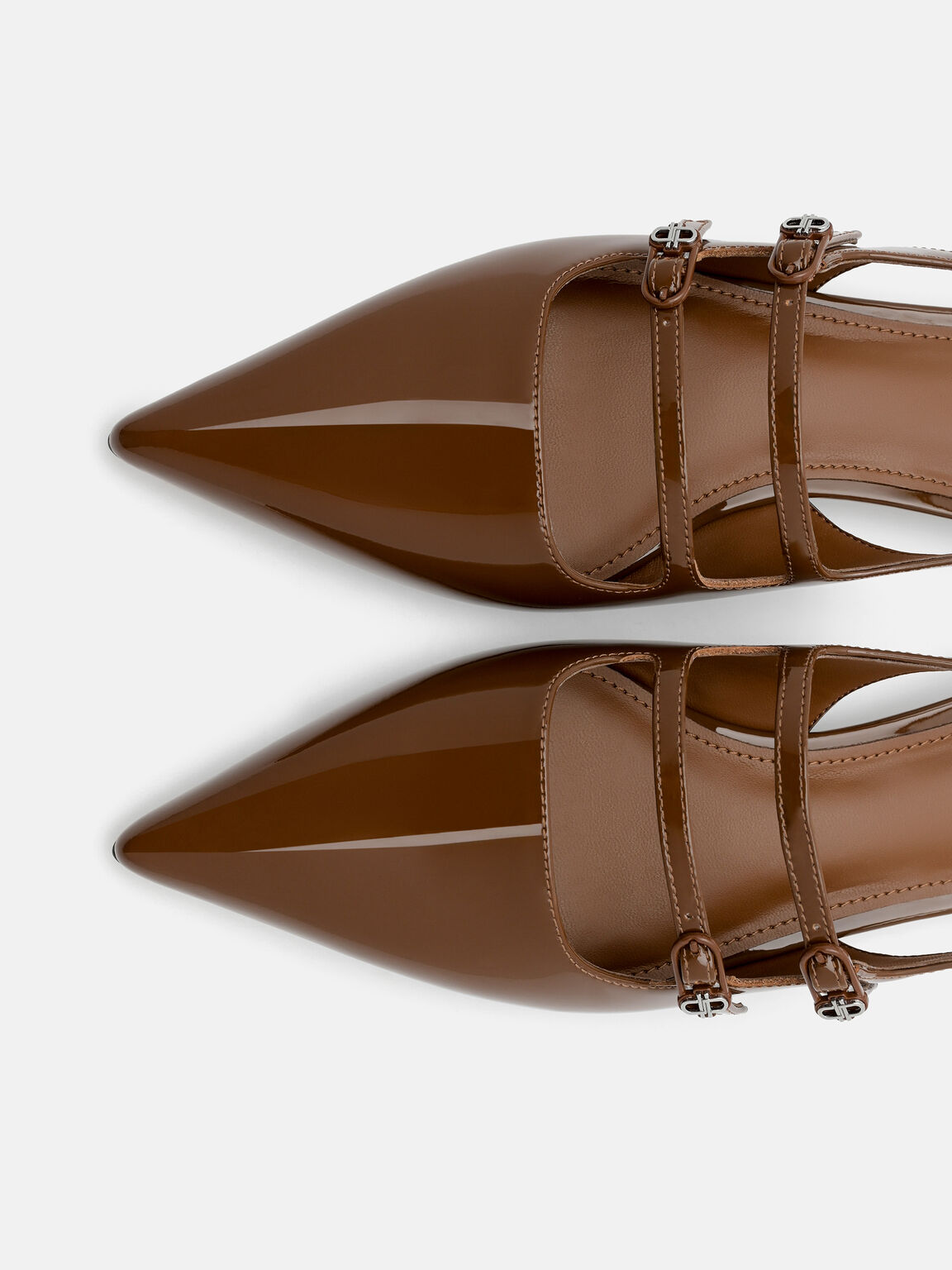 Giày sandals mũi nhọn Icon Patent, Nâu, hi-res