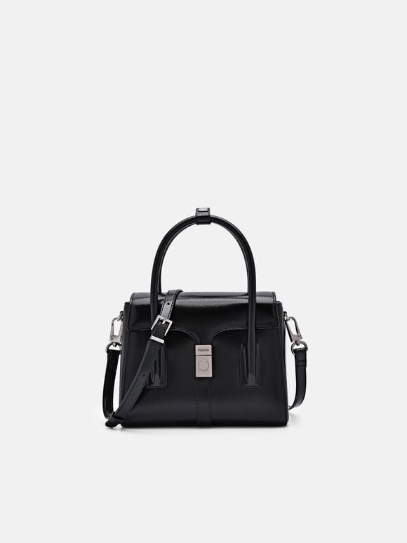 PEDRO Studio Farida Leather Compact Handbag, Black, hi-res