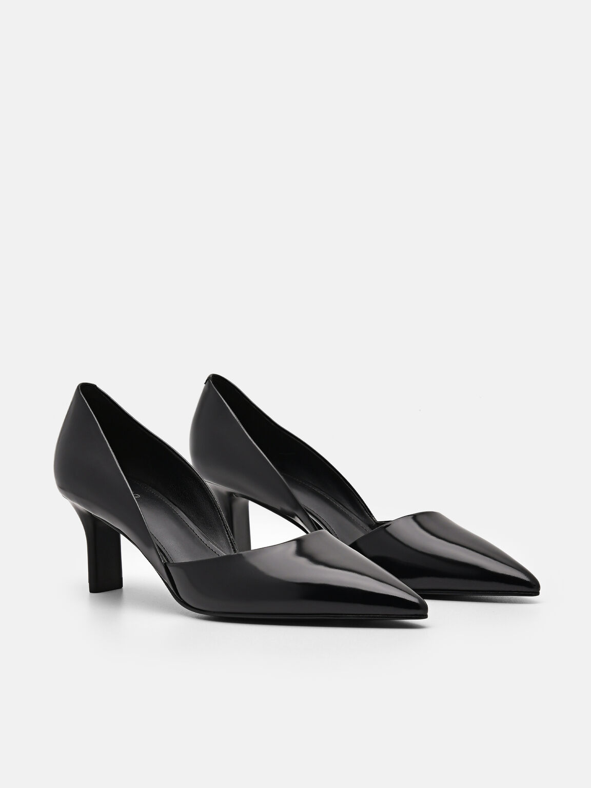 Giày cao gót mũi nhọn Rocco Leather Heel D'Orsay, Đen, hi-res