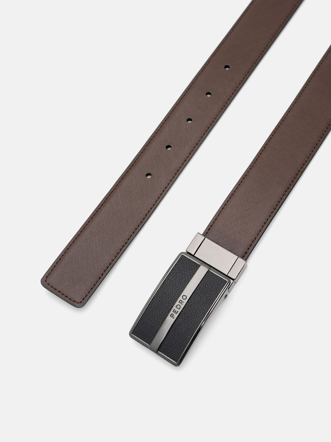 Thắt lưng bản vừa Leather, Đen dập v&acirc;n, hi-res
