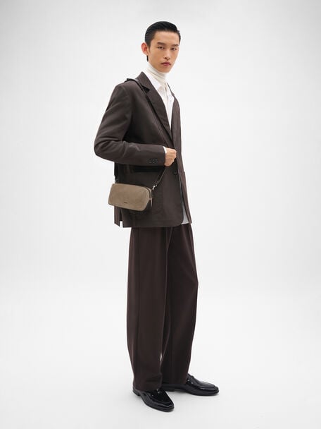 Maven Mini Suede Crossbody Bag, Taupe Suede, hi-res