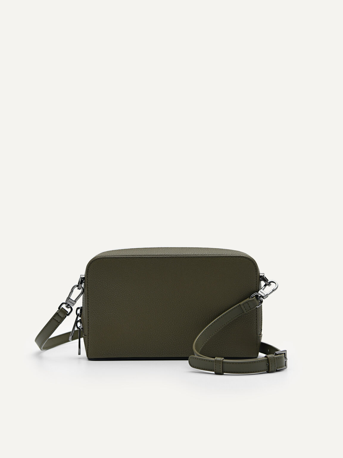 Túi cầm tay chữ nhật Embossed Leather, Xanh Olive, hi-res
