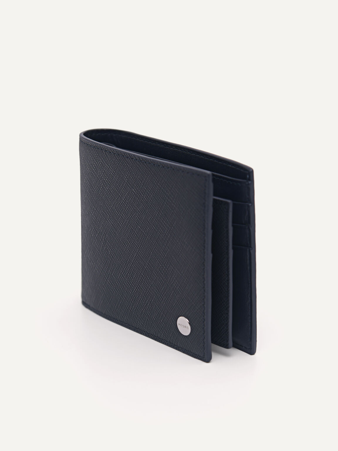 Oliver Leather Bi-Fold Wallet with Insert, Navy, hi-res