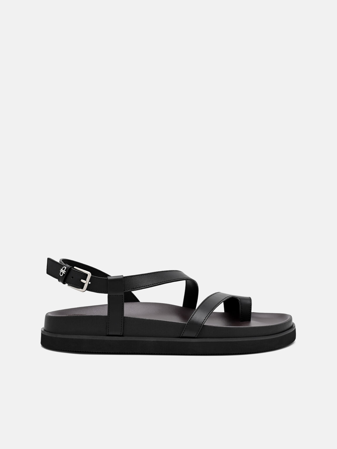 Gi&agrave;y sandals đế bệt mũi tr&ograve;n, Đen, hi-res