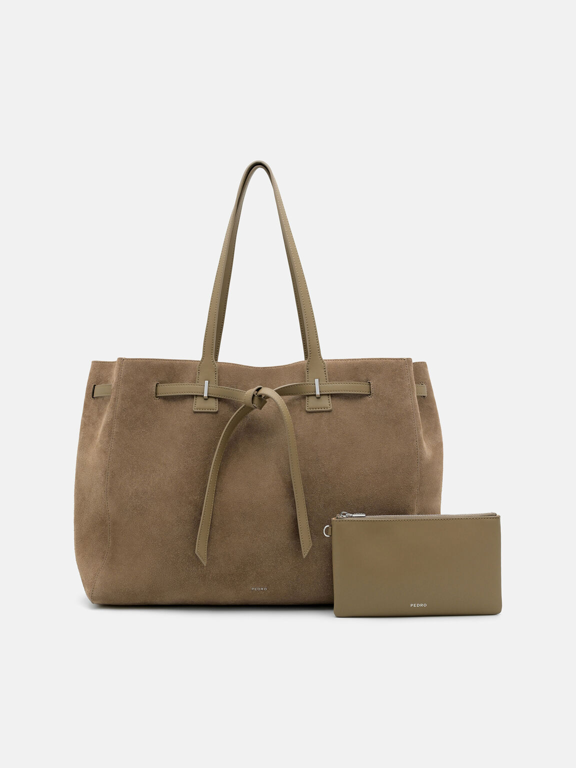 Demi Oversized Suede Tote Bag, Olive, hi-res