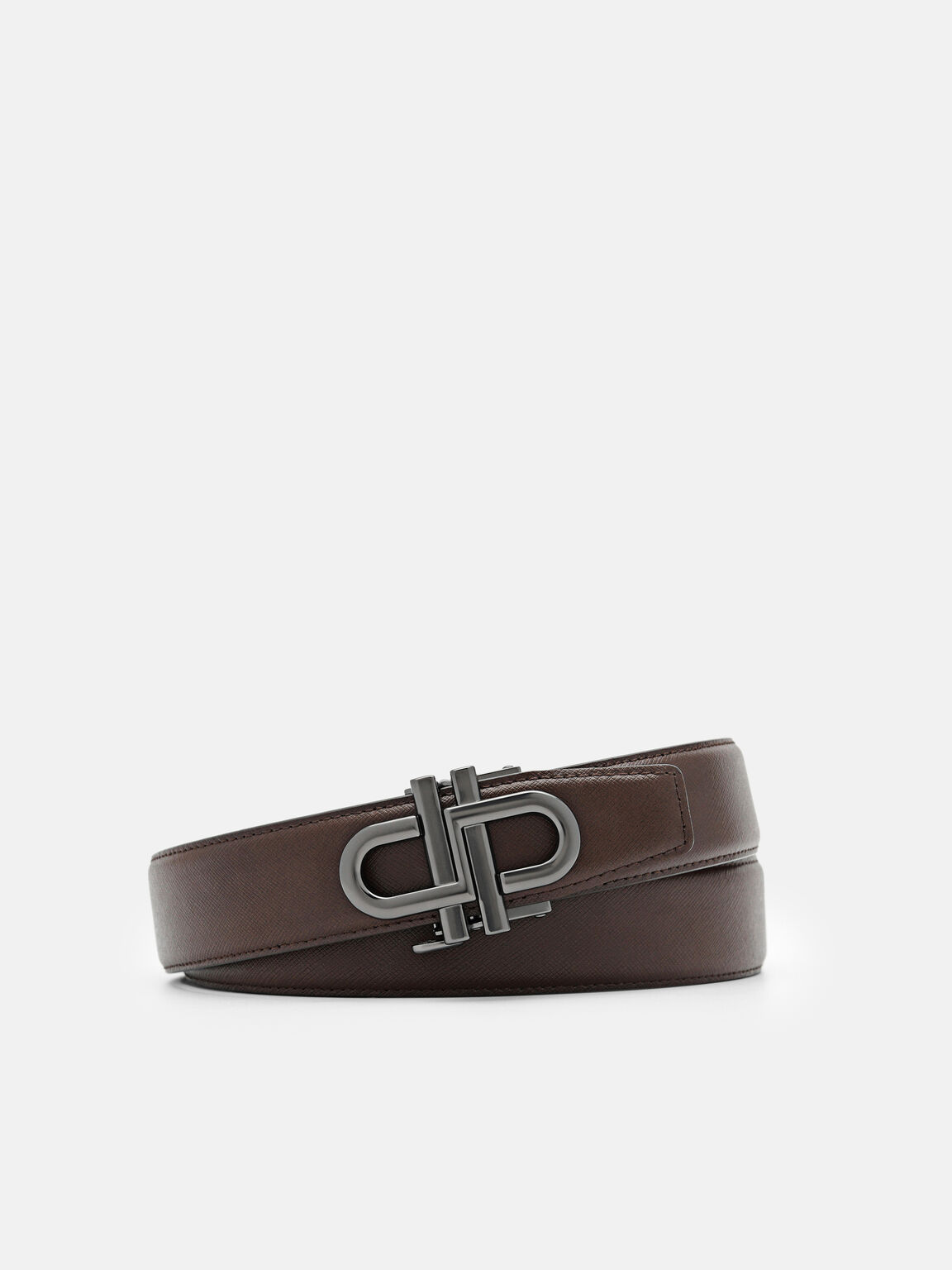 PEDRO Icon Saffiano Leather Automatic Belt, Dark Brown