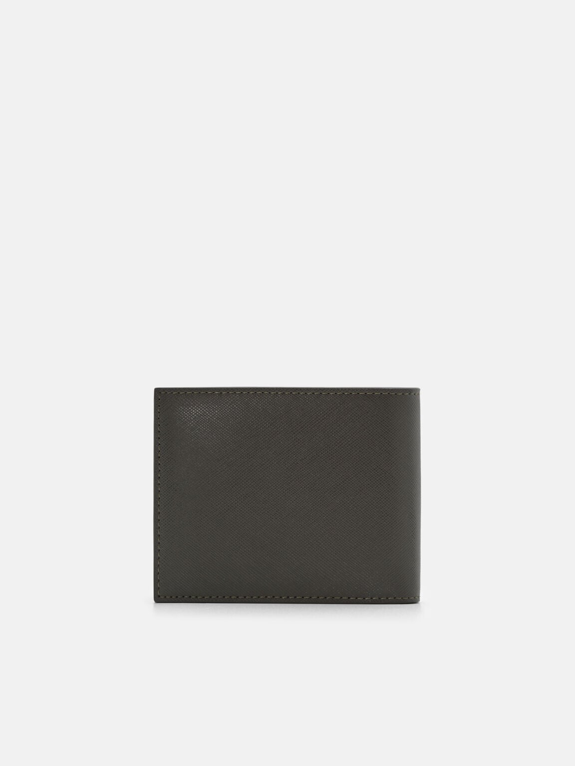 Leather Bi-Fold Flip Wallet, Olive, hi-res