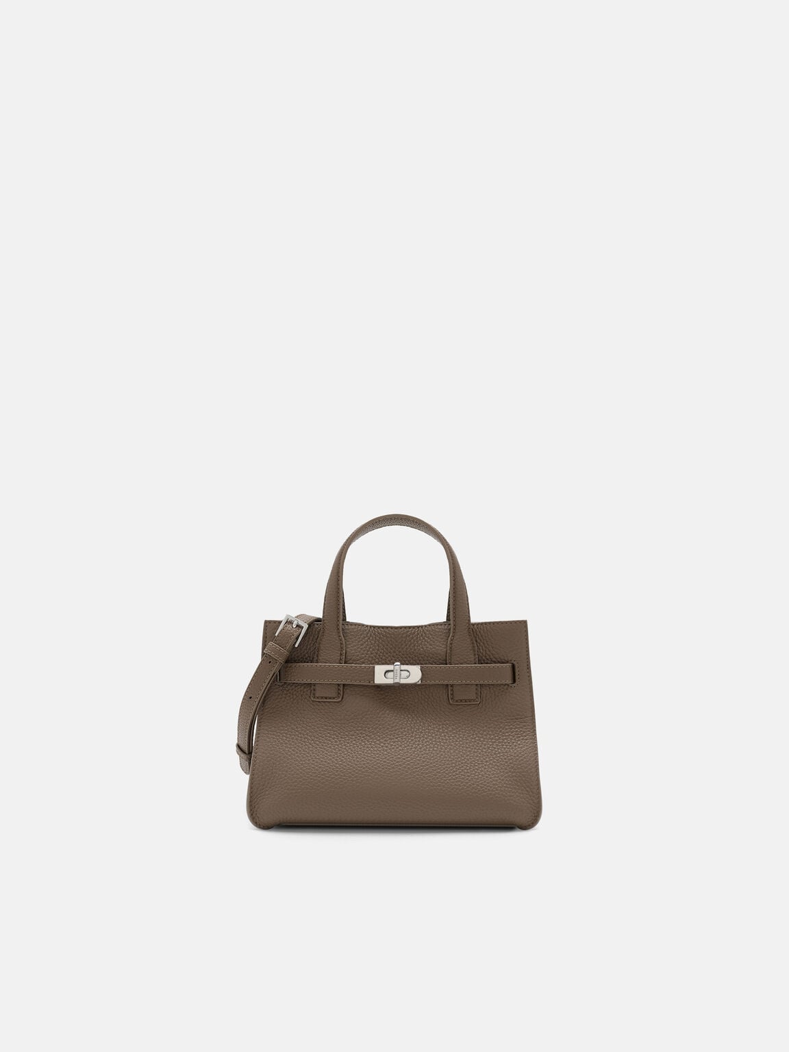 Danielle Small Leather Handbag, Dark Taupe Tumble, hi-res