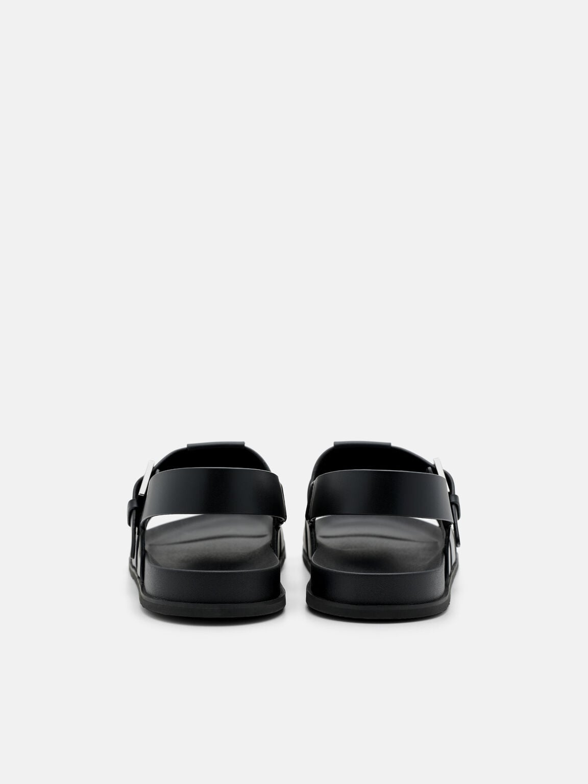 Gi&agrave;y sandals đế bệt Leather Caged, Đen, hi-res