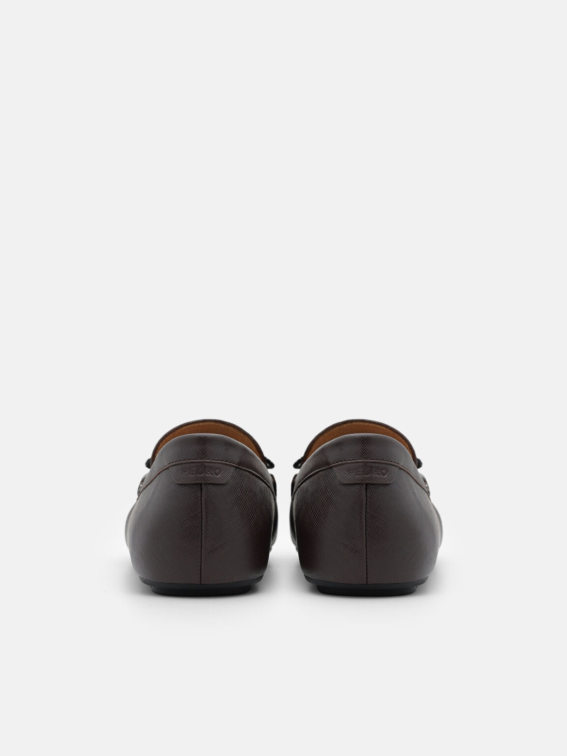 Saffiano Leather Bow Driving Shoes, Dark Brown Saffiano, hi-res