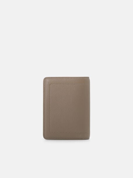 Embossed Leather Bi-Fold Card Holder, Dark Taupe Embossed, hi-res