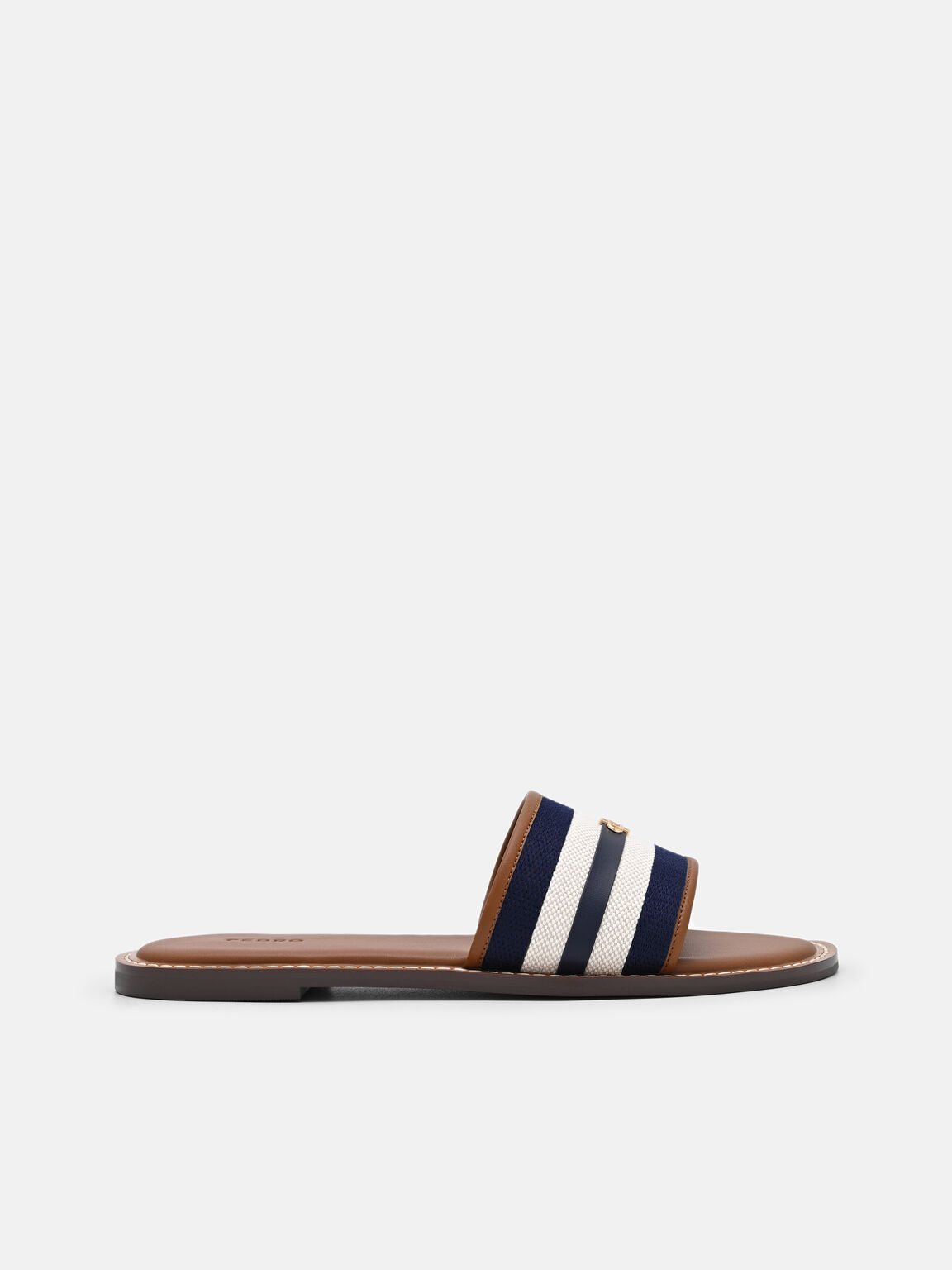 Canvas Slide Sandals, Navy Canvas, hi-res