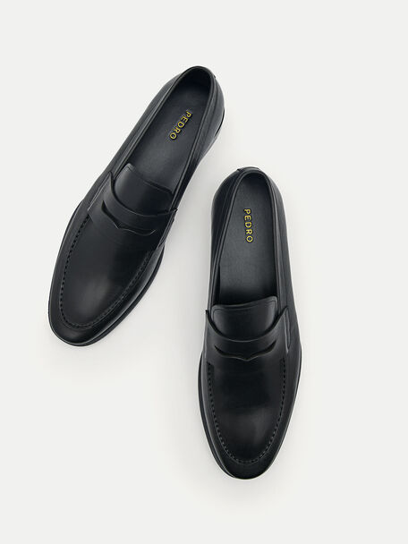 Bailey Calf Leather Loafers, Black, hi-res