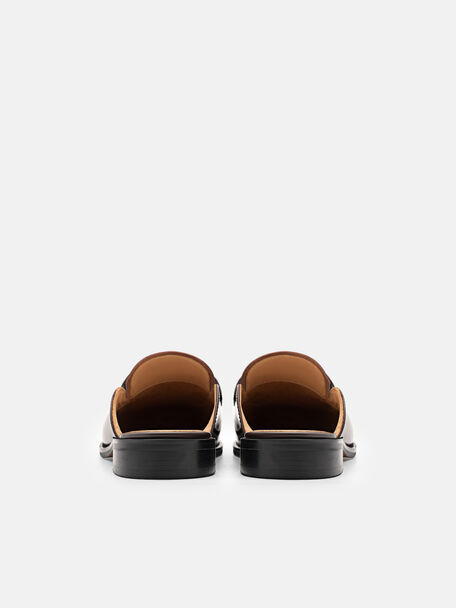 Giày mules đế thấp Mackenzie Leather, Nâu Đậm