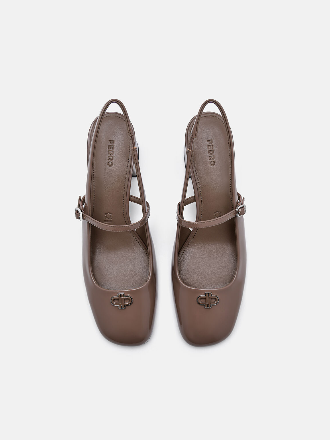 PEDRO Studio Patent Leather Slingback Pumps, Taupe, hi-res