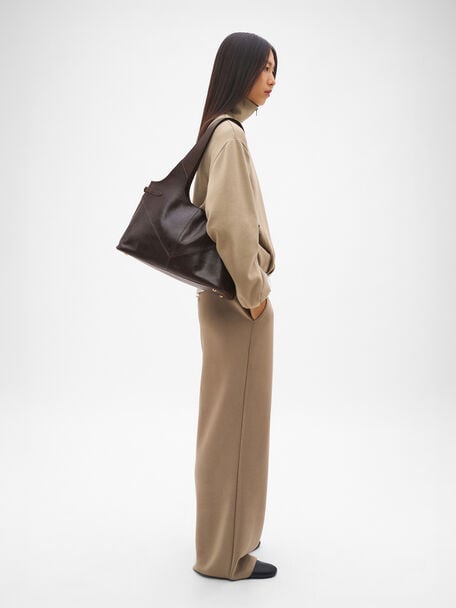 Vienna Leather Tote Bag, Dark Brown, hi-res
