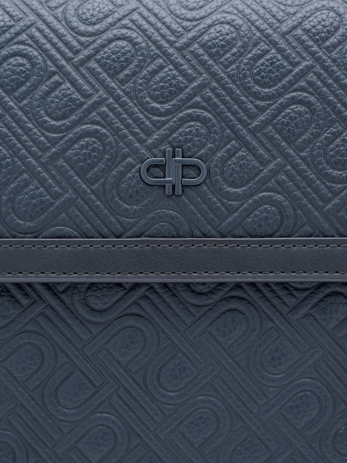 Leather Clutch Bag, Navy Embossed, hi-res
