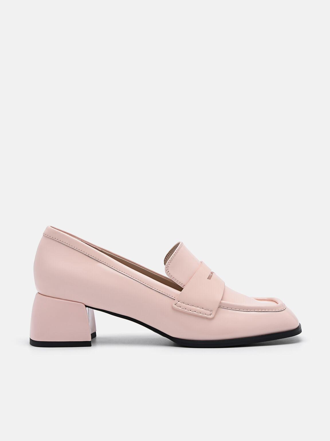 Maggie Leather Heel Loafers, Blush, hi-res