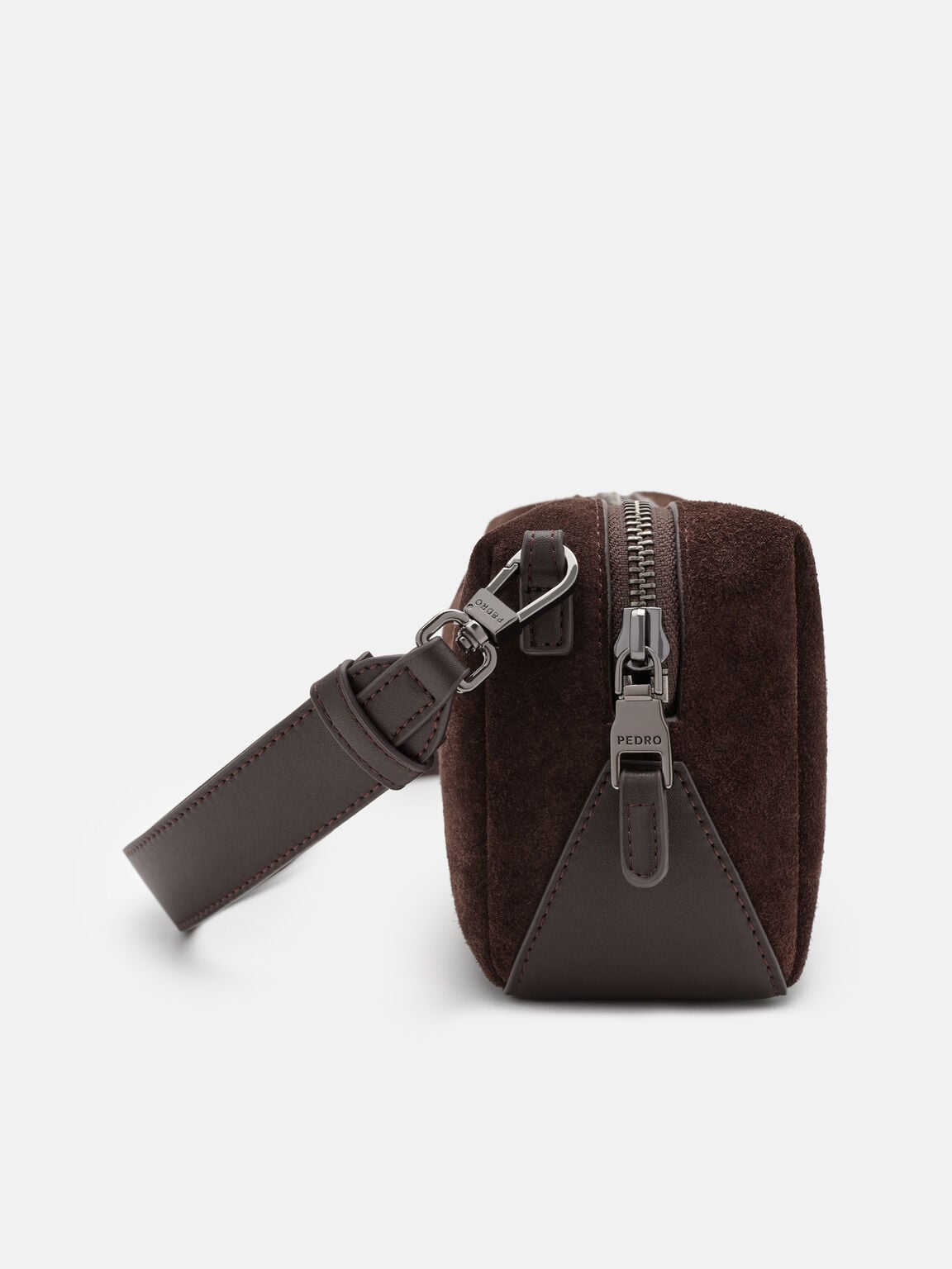 Maven Mini Suede Crossbody Bag, Espresso Brown Suede, hi-res