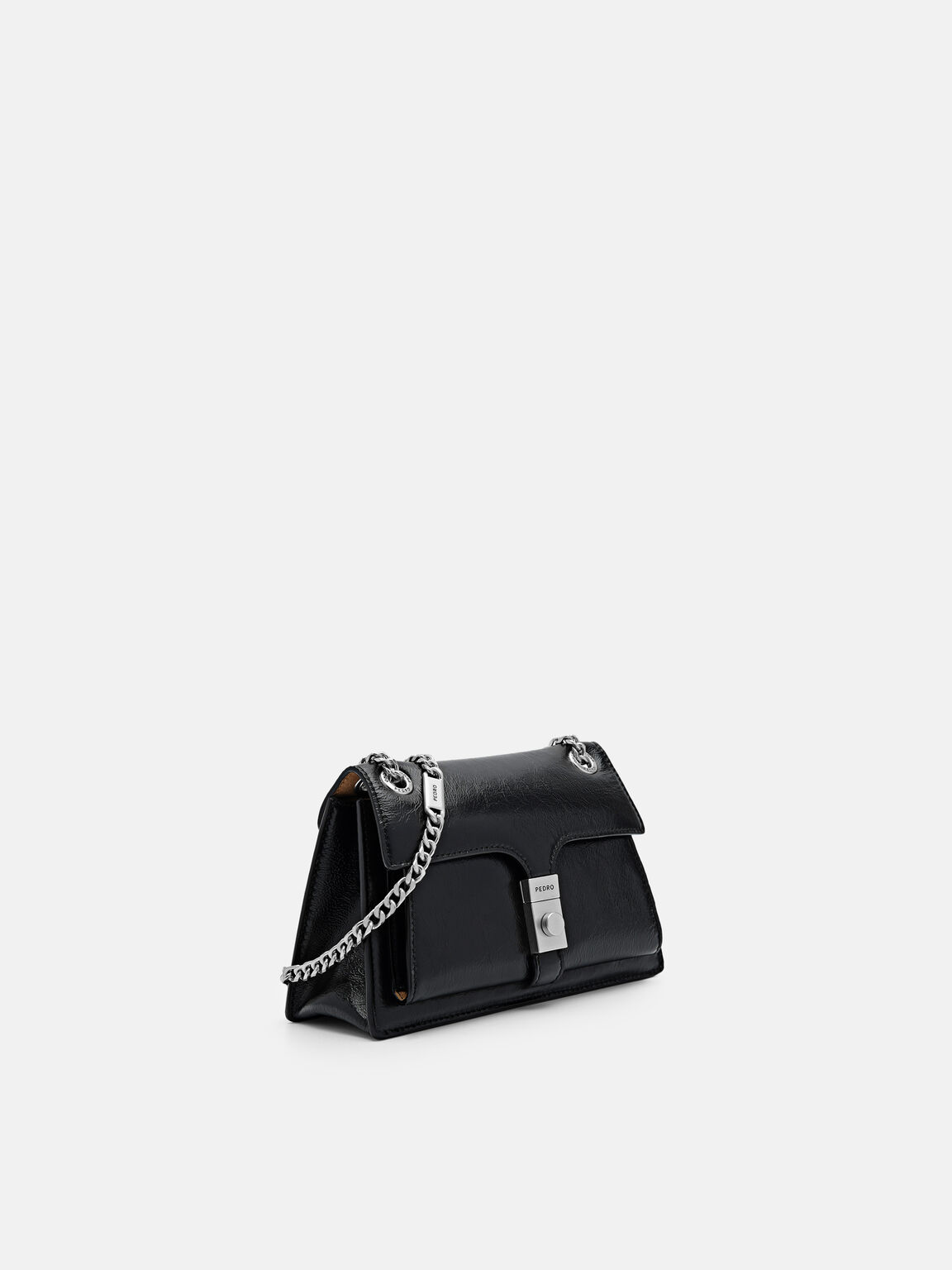 Túi đeo vai hình thang Studio Farida Leather Mini, Đen, hi-res
