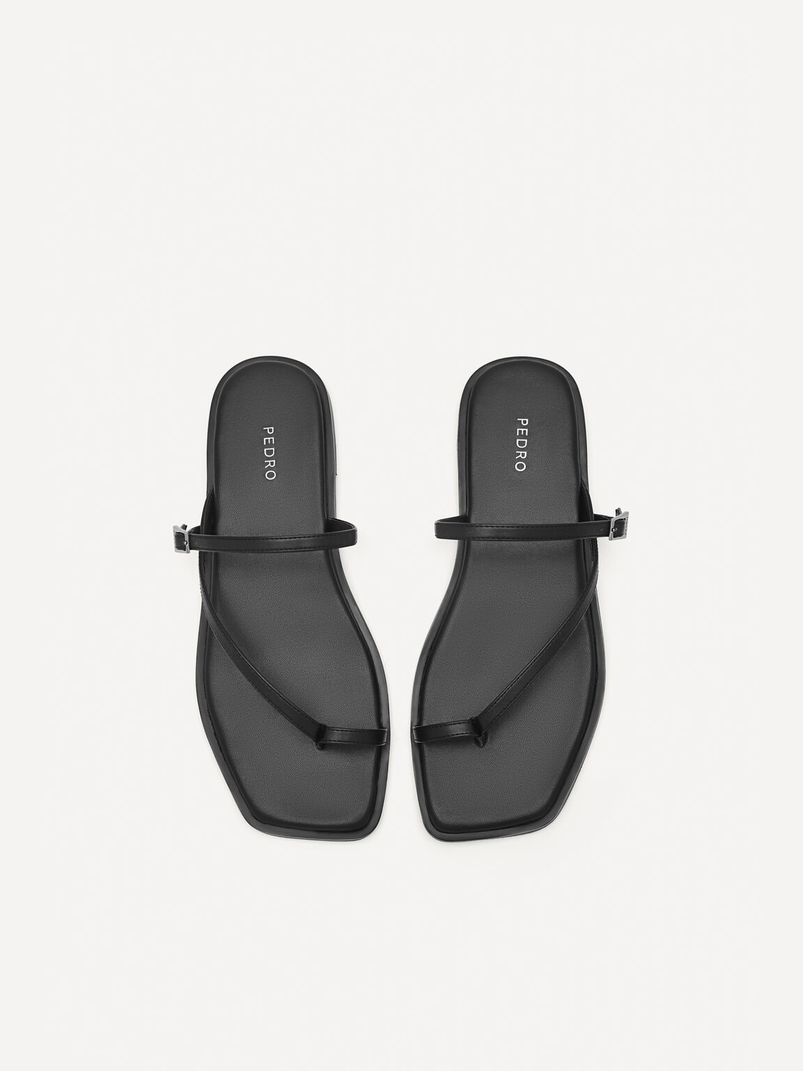 Lyra Toe Loop Sandals, Black, hi-res