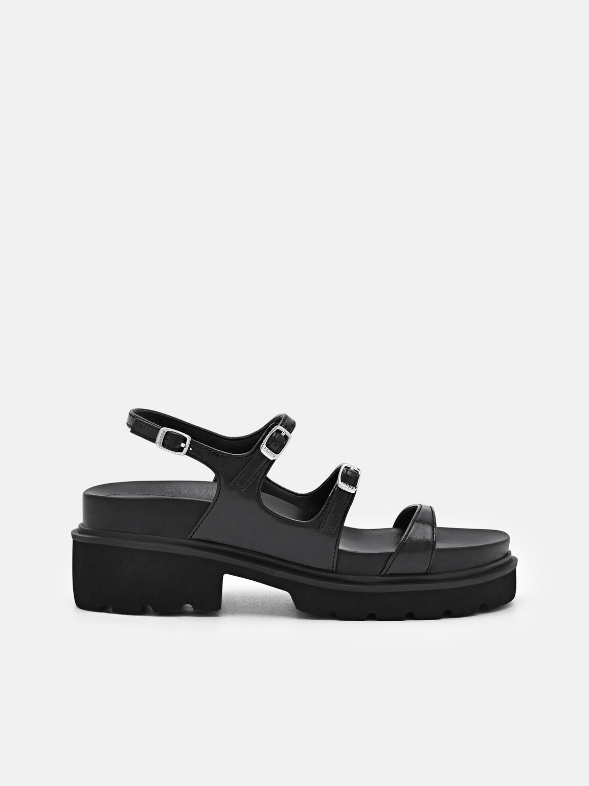 Giày sandals đế cao Chunky, Đen, hi-res