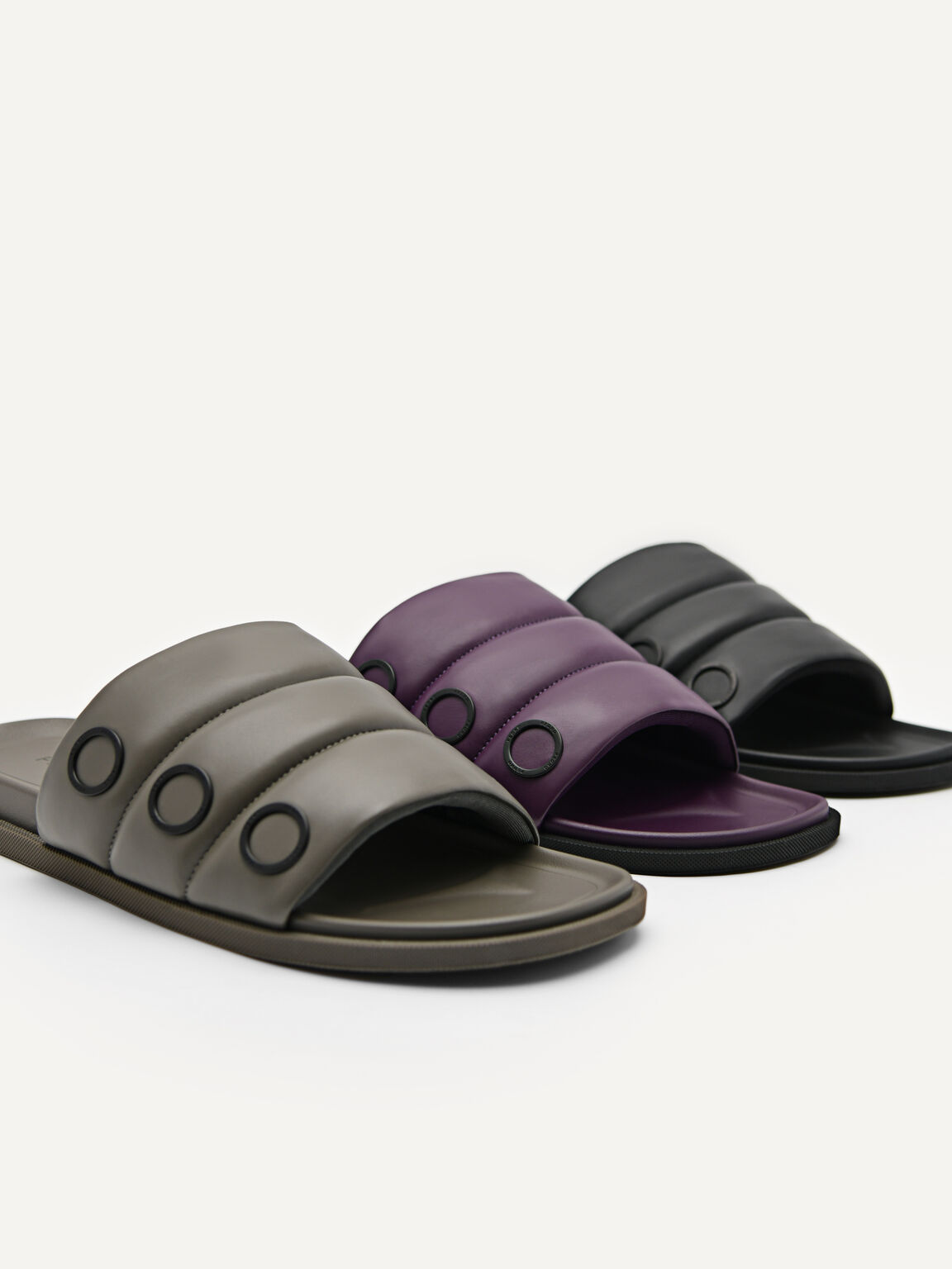 Puff Slide Sandals, Dark Purple, hi-res
